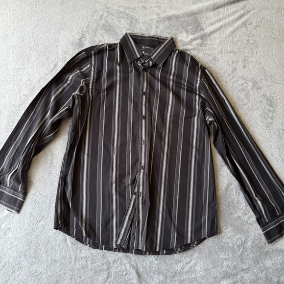 INC International Concepts Other - I.N.C International Concepts Shirt Men XL Black Cotton Striped Classic Button-Up